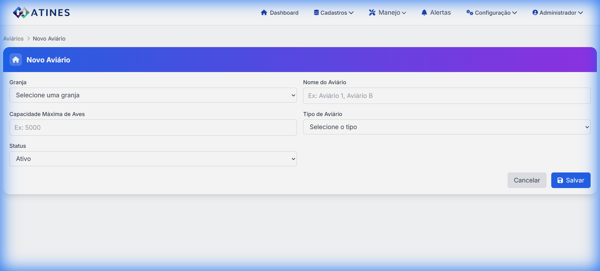 Cadastro de Aviário